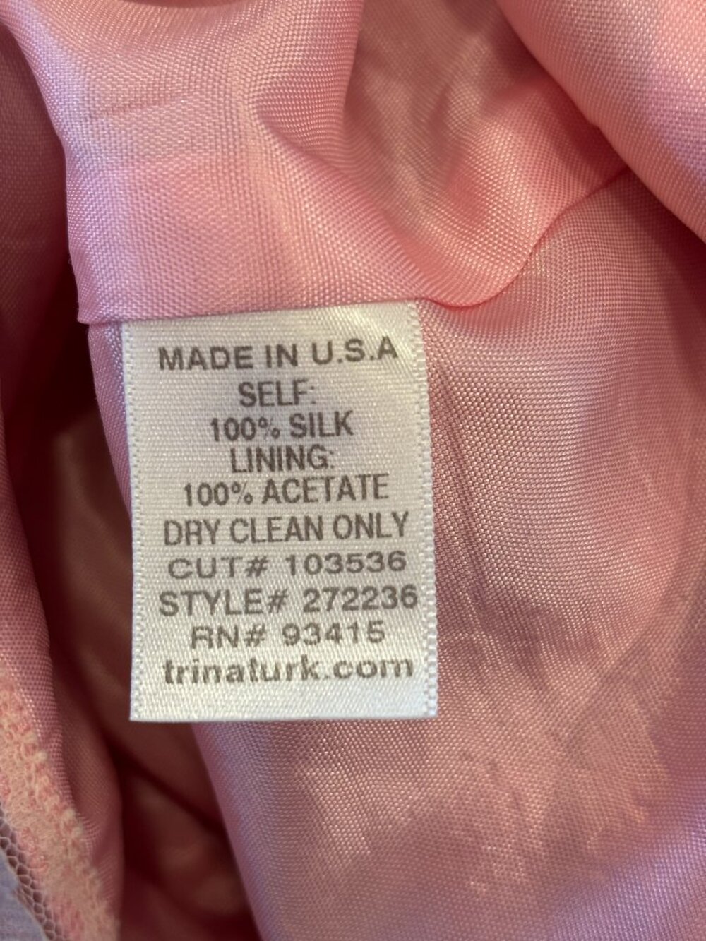 Trina Turk Pink & Olive Colorblock Silk Shift Dress Size 0 Like New - Picture 7 of 7